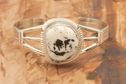 Genuine White Buffalo Turquoise Sterling Silver Bracelet